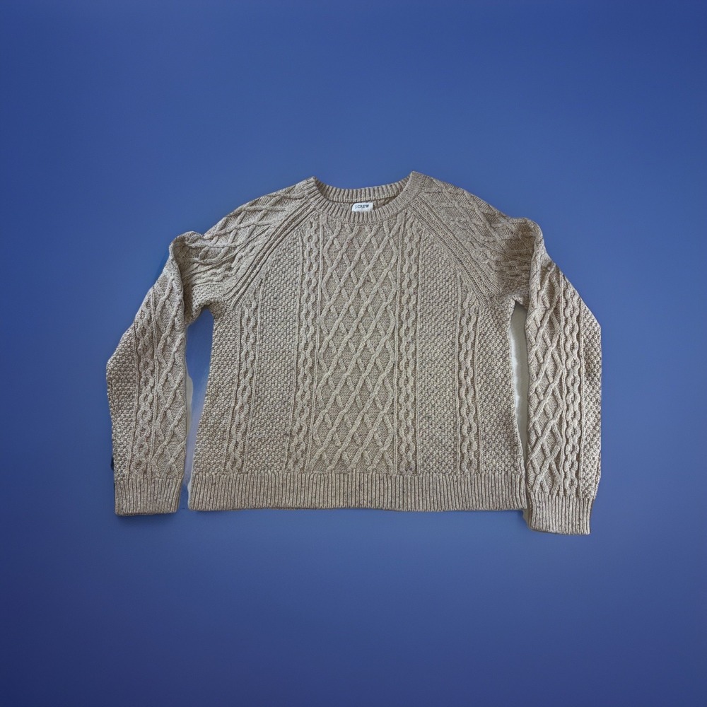 J Crew Cable Knit Cozy Cabin‎ Sweater Women's Size S Beige